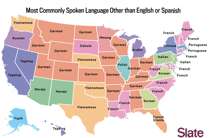 英語・スペイン語以外に使われている言語